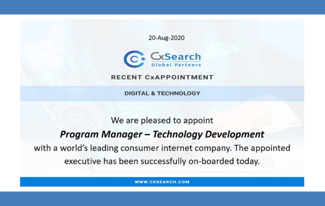 CxAppointment: Program Manager - Technology Development - Consumer Internet