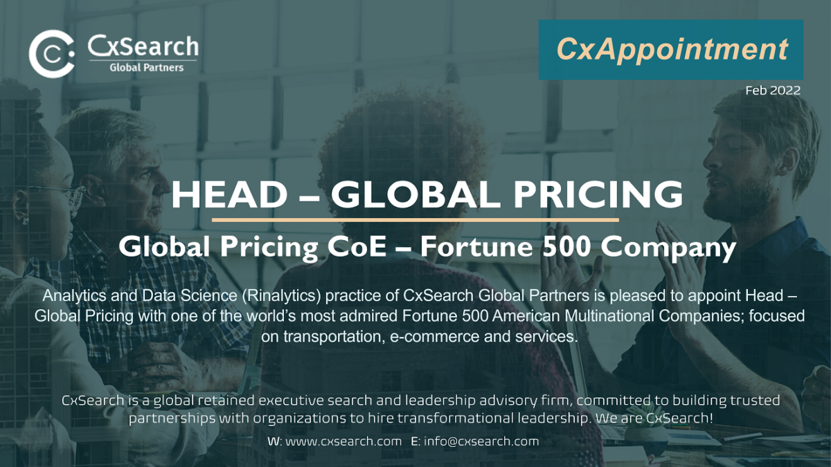 CxAppointment: Head - Global Pricing - Fortune 500 Company