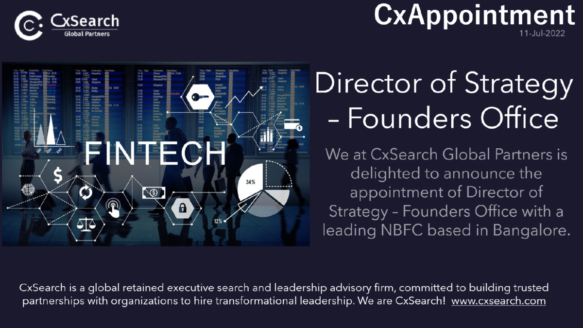 CxAppointment: Director of Strategy - Founders Office - Leading NBFC