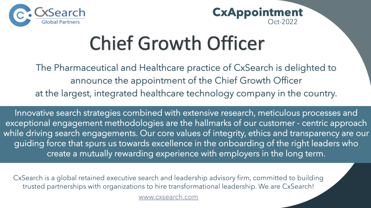CxAppointment: Chief Growth Officer - Healthcare Technology Company
